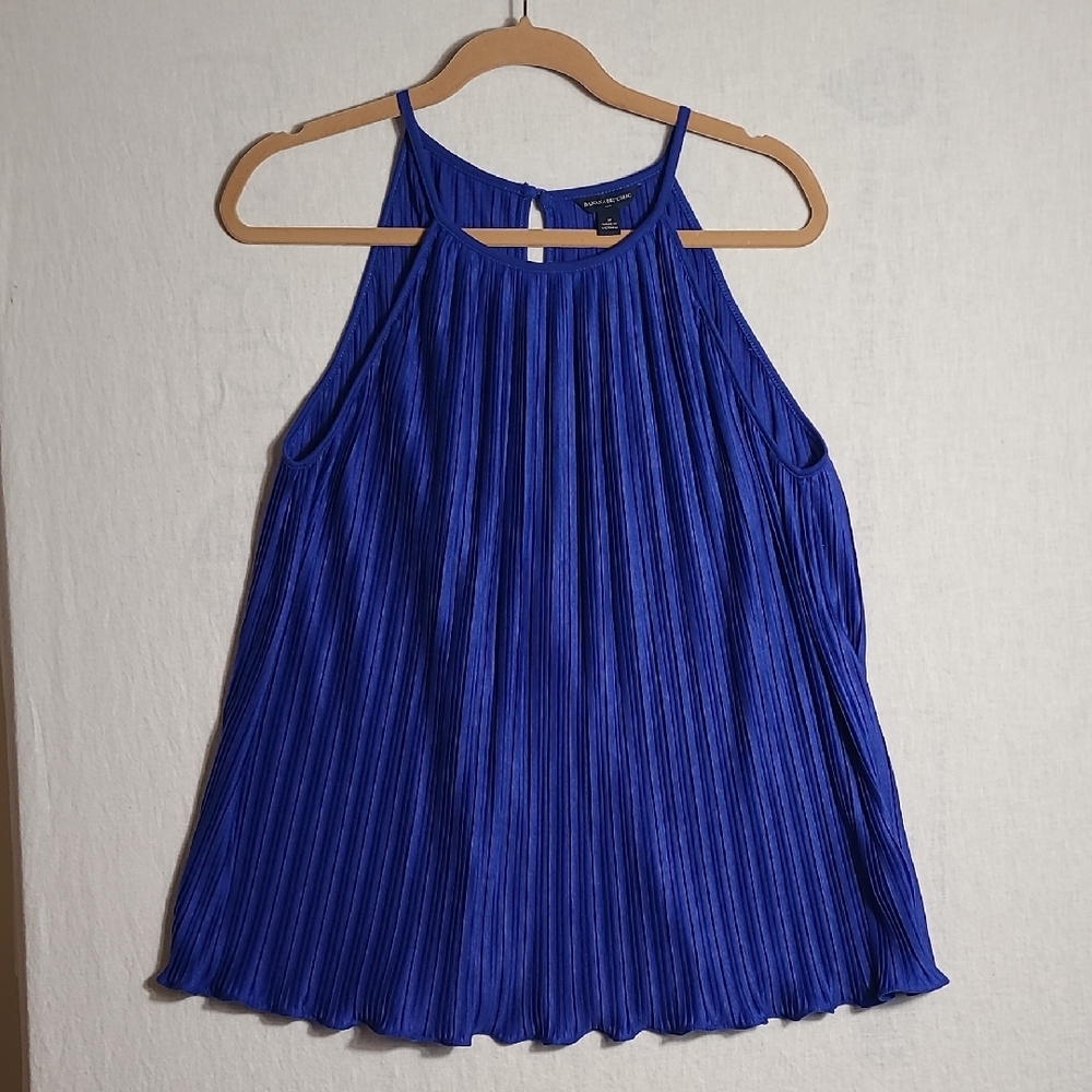 Banana Republic Factory Royal Blue Pleated Halter Flowy Top